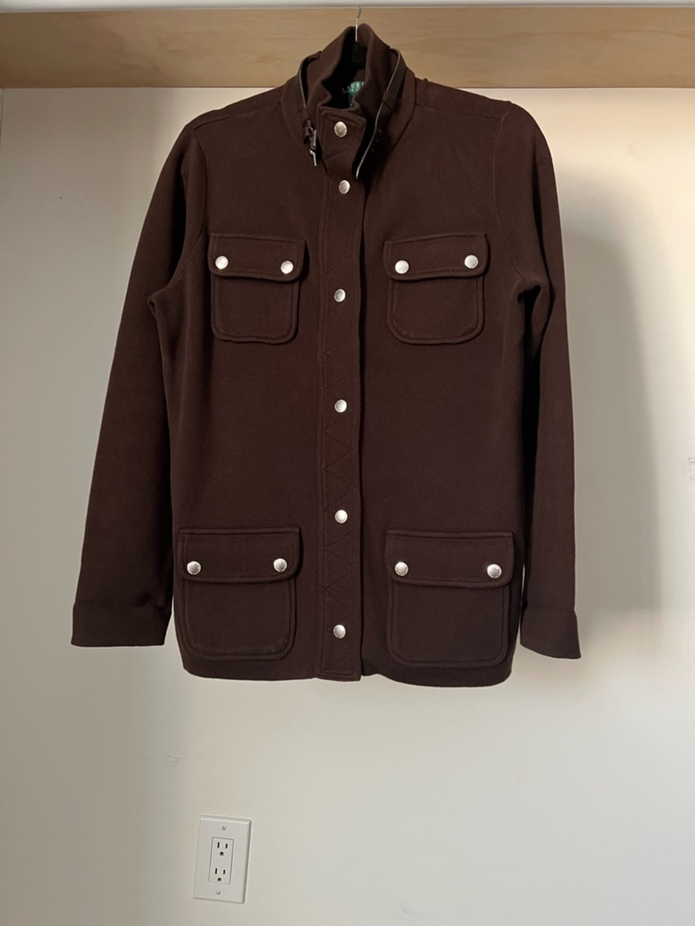 Lauren Ralph Lauren women Dark Brown Utility Jacket with Snap Pockets